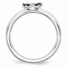 Load image into Gallery viewer, Rhodium Sterling Silver .11 Ctw Black Diamond 7mm Horseshoe Stack Ring