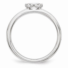 Load image into Gallery viewer, Rhodium Sterling Silver .07 Ctw Diamond 7mm Horseshoe Stackable Ring
