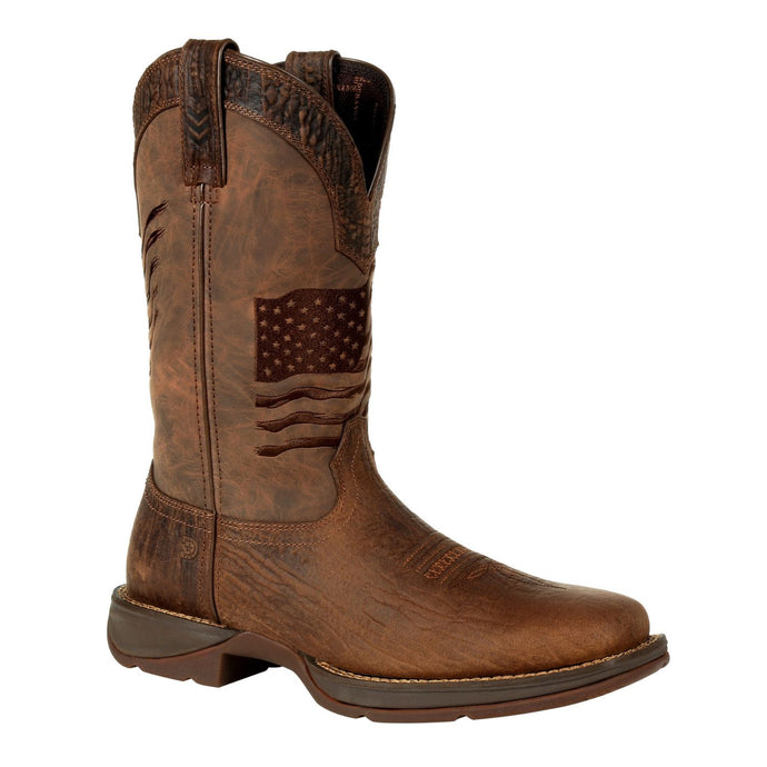 Durango Rebel Brown Distressed Flag Embroidery Western Boot DDB0314