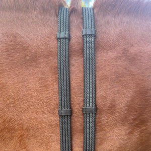 CorrectConnect Sure Grip Rubber Reins with 4" Rein Stops-Superb Slim Rubber Woven Grip