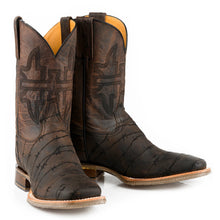 Load image into Gallery viewer, Tin Haul Men&#39;s Don&#39;t Fence Me In Two Brown Leather Square Toe Boots 0528