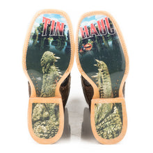 Load image into Gallery viewer, Tin Haul Men&#39;s Swamp Chomp / Gator Square Toe Boots 14-020-0007-0340 BR