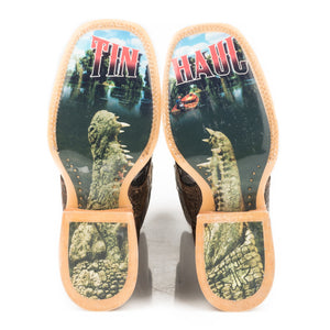 Tin Haul Men's Swamp Chomp / Gator Square Toe Boots 14-020-0007-0340 BR