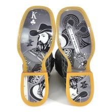 Load image into Gallery viewer, Tin Haul Men&#39;s King Of Clubs / Cowboy Card Multicolor Leather Square Toe Boots 0510