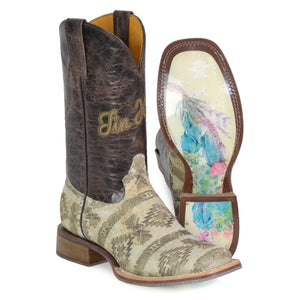 Tin Haul Women's Sign Of The Sun Desert Floral Brown Square Toe Boots 1511