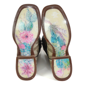 Tin Haul Women's Sign Of The Sun Desert Floral Brown Square Toe Boots 1511