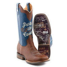 Load image into Gallery viewer, Tin Haul Men&#39;s Rodeo Like A Rock Star / Country Festival Square Toe Boots 14-020-0077-0476 BR