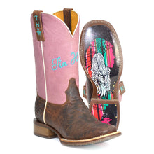 Load image into Gallery viewer, Tin Haul Women&#39;s Azteca Brown Leather Square Toe Boots 5047