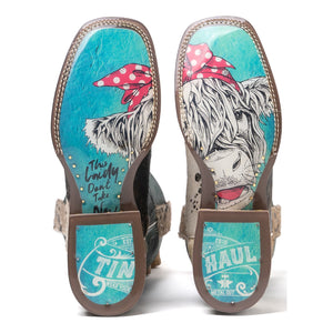 Tin Haul Women's Shaggy Spot / Priceless Square Toe Boots 14-021-0007-1453 WH