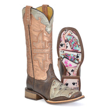 Load image into Gallery viewer, Tin Haul Women&#39;s Four Of A Kind Brown Leather Square Toe Boots 1500