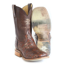 Load image into Gallery viewer, Tin Haul Men&#39;s Sharp As Ever Brown Leather Square Toe Boots 0544