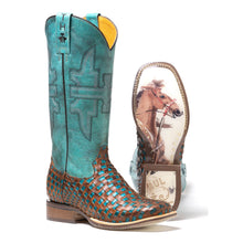 Load image into Gallery viewer, Tin Haul Women&#39;s Gitchu A Good One / Barrel Racer Square Toe Boots 14-021-0007-1452 BU