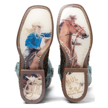 Load image into Gallery viewer, Tin Haul Women&#39;s Gitchu A Good One / Barrel Racer Square Toe Boots 14-021-0007-1452 BU