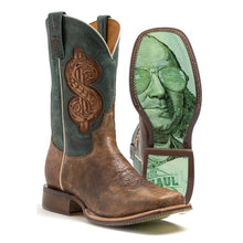 Load image into Gallery viewer, Tin Haul Men&#39;s Top Dollar / Cool Benjamin Square Toe Boots 14-020-0077-0444 BR