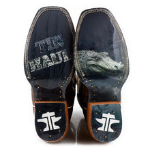 Load image into Gallery viewer, Tin Haul Men&#39;s Wild Croc / Crocodile Brown Caiman Square Toe Boots 0532