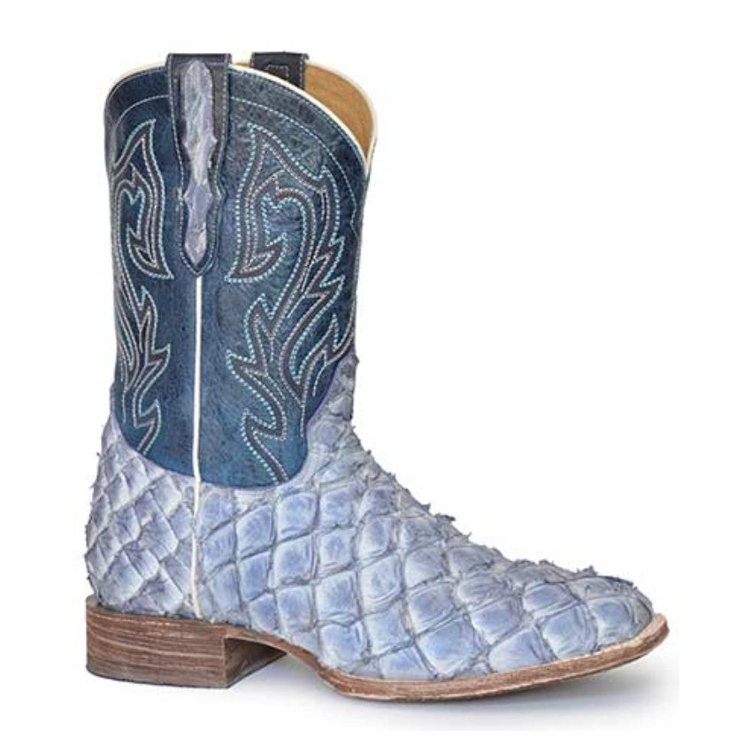 Stetson Men's Predator Blue Pirarucu Square Toe Boots 3880