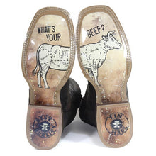 Load image into Gallery viewer, Tin Haul Men&#39;s Don&#39;t Fence Me In Two Brown Leather Square Toe Boots 0528