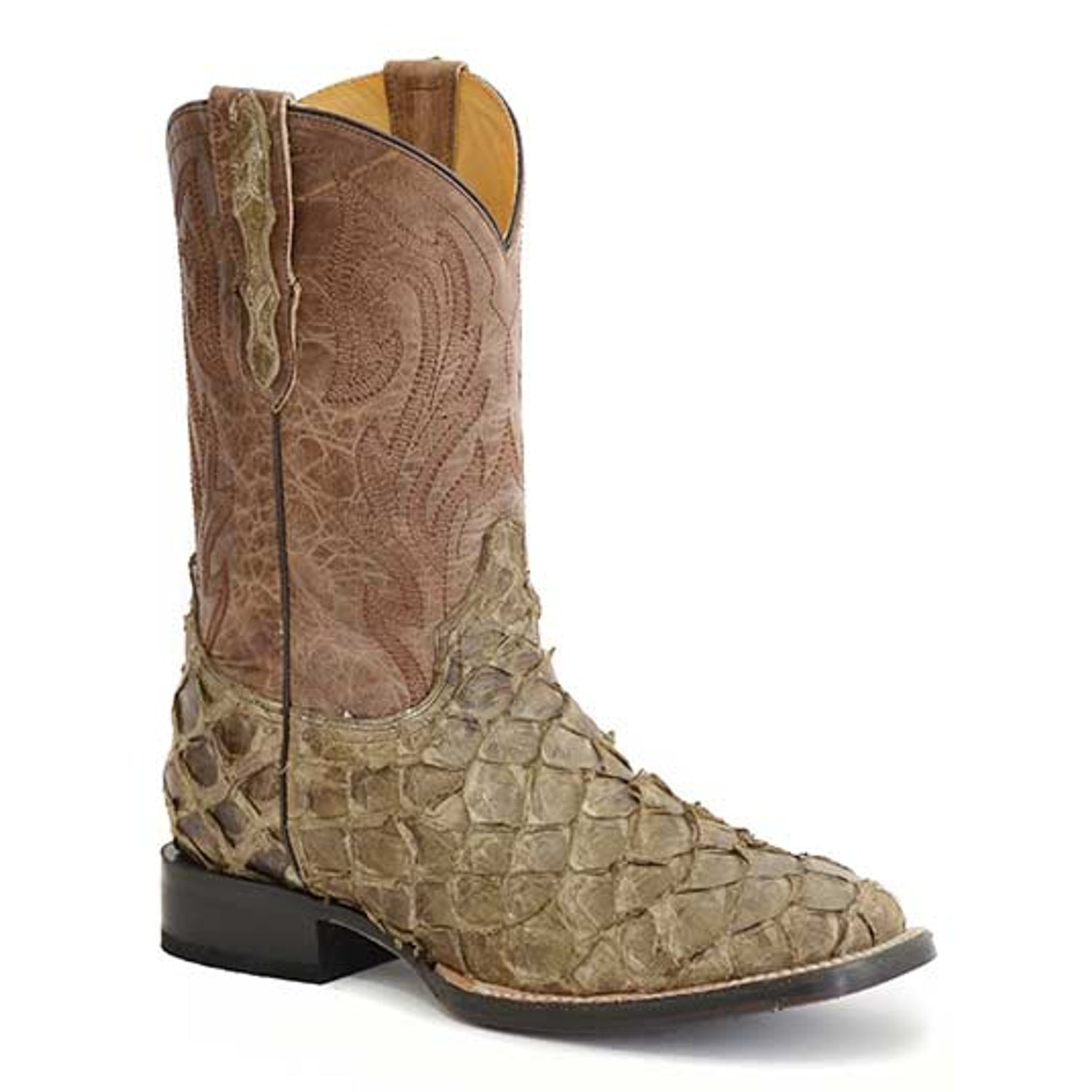 Stetson Brown Men's Predator Pirarucu Square Toe Boots 3801