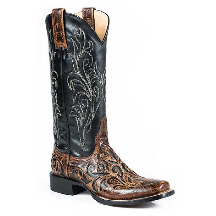 Stetson Women's Caroline Brown Leather Square Toe Boots 1032