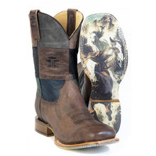 Load image into Gallery viewer, Tin Haul Men&#39;s Blocks / Running Wild Brown Goat Leather Square Toe Boots 0563