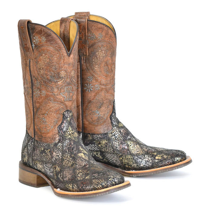 Tin Haul Women's Paisley Python Multicolor Leather Square Toe Boots 1503