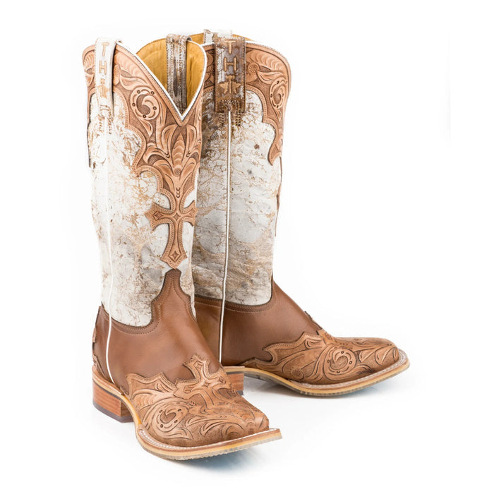 Tin Haul Women's With Y'all Need Jesus Sole Tan Square Toe Boots 1415