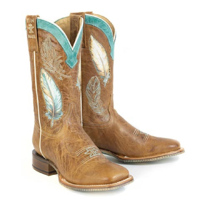 Tin Haul Women's Plume / Light As A Feather Tan Goat Leather Square Toe Boots 1562