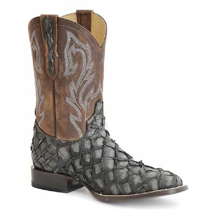 Stetson Men's Predator Grey Pirarucu Square Toe Boots 3802
