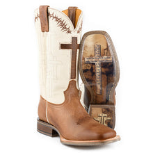 Load image into Gallery viewer, Tin Haul Men&#39;s Show Of Faith / Fellowship Brown Leather Square Toe Boots 0531