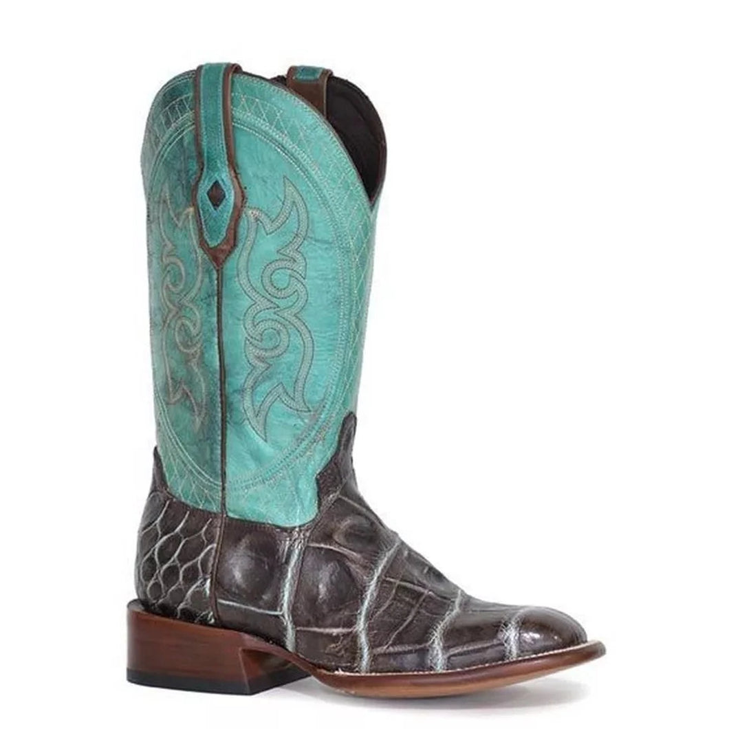 Stetson Brown Men's Grator Alligator Square Toe 0421