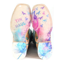 Load image into Gallery viewer, Tin Haul Women&#39;s Birds Of A Feather / Magical Horses Tan Leather Square Toe Boots 1541