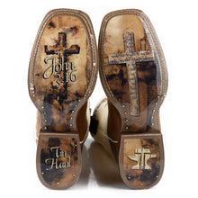 Load image into Gallery viewer, Tin Haul Men&#39;s Show Of Faith / Fellowship Brown Leather Square Toe Boots 0531