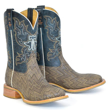 Load image into Gallery viewer, Tin Haul Men&#39;s Lightning Strikes / Working Tan Leather Square Toe Boots 0502