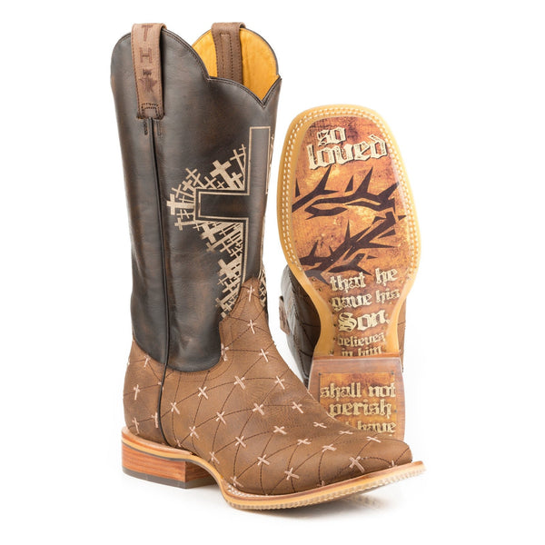 Tin Haul Men's The Gospel/John 3:16 Square Toe Boots 14-020-0077