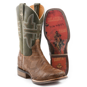 Tin Haul Men's I'm In Stitches / Cowboy Heritage Square Toe Boots 14-020-0077-0473 TA
