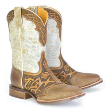Load image into Gallery viewer, Tin Haul Men&#39;s Cross &amp; Thorns / Spirit Tan Leather Square Toe Boots 0520