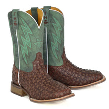 Load image into Gallery viewer, Tin Haul Men&#39;s Tangled / I&#39;m Country Brown Leather Square Toe Boots 0512