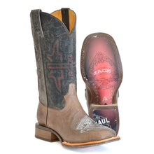 Load image into Gallery viewer, Tin Haul Men&#39;s Blackjack / Winning Brown Leather Square Toe Boots 0500