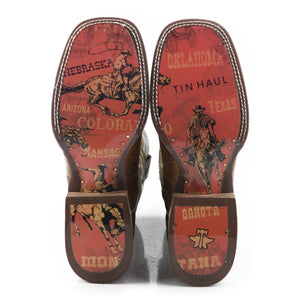 Tin Haul Men's I'm In Stitches / Cowboy Heritage Square Toe Boots 14-020-0077-0473 TA