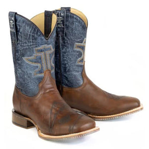 Tin Haul Men's Dealers Choice Brown Leather Square Toe Boots 0551