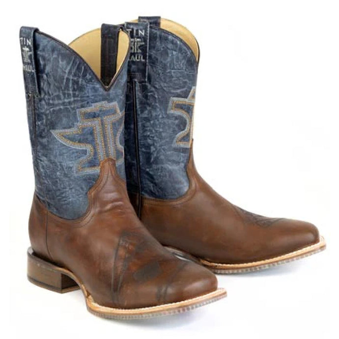 Tin Haul Men's Dealers Choice Brown Leather Square Toe Boots 0551