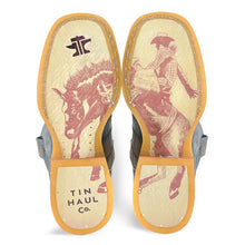 Load image into Gallery viewer, Tin Haul Men&#39;s Bricks And Stones / Ride Em&#39; Black Leather Square Toe Boots 0504