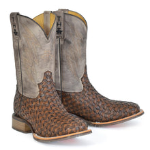 Load image into Gallery viewer, Tin Haul Men&#39;s Ripples / Raisin&#39; Hell Tan Leather Square Toe Boots 0501