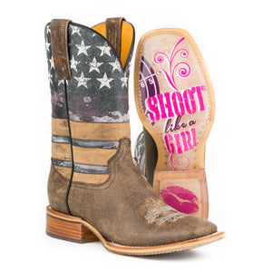 Tin Haul Women's American Woman / Shoot Like A Girl Square Toe Boots 14-021-0007-1219 MU