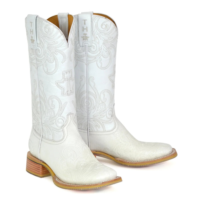 Tin Haul Women's Wedding Yes I Do White Leather Square Toe Boots 1513