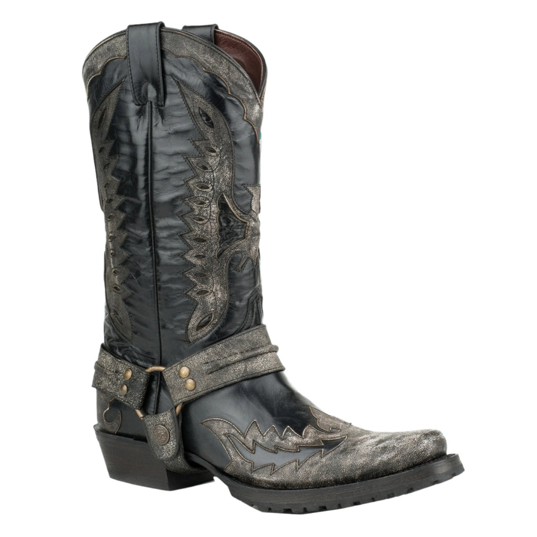 Stetson Black Men's Outlaw Eagle Biker Square Toe 3622