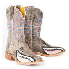 Load image into Gallery viewer, Tin Haul Women&#39;s Gnarly Pink Shark Tan Leather Square Toe Boots 0114