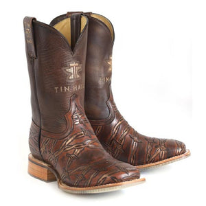 Tin Haul Men's Sharp As Ever Brown Leather Square Toe Boots 0544