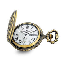 Load image into Gallery viewer, Charles Hubert Antique Gold Finish 2 Horses Pocket Watch