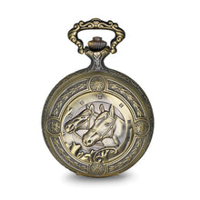 Load image into Gallery viewer, Charles Hubert Antique Gold Finish 2 Horses Pocket Watch